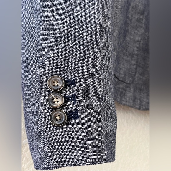 Gap Denim Linen-Cotton Blazer. Size: 4 Color : Denim blue - Picture 6 of 10